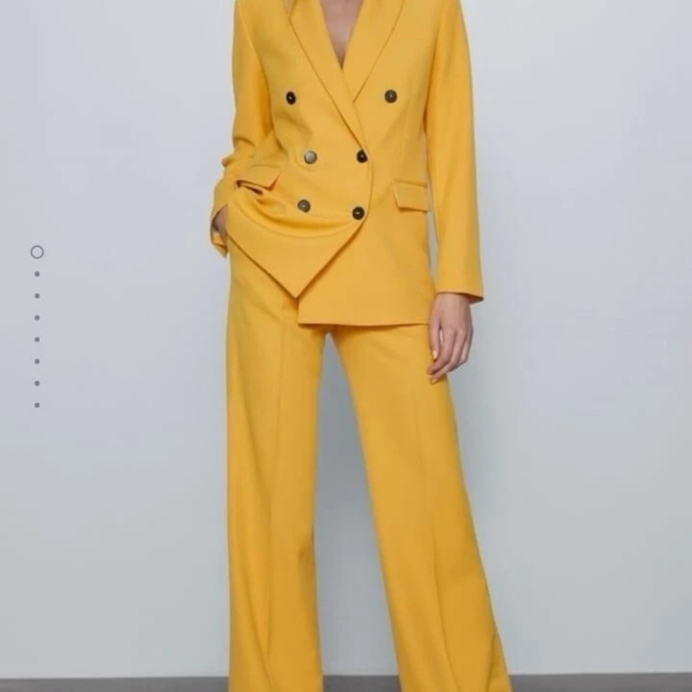 Zara Men's Tailored Double Breasted Flare Pant Slim Suit S Jacket Xs Pants - Picture 6 of 11
